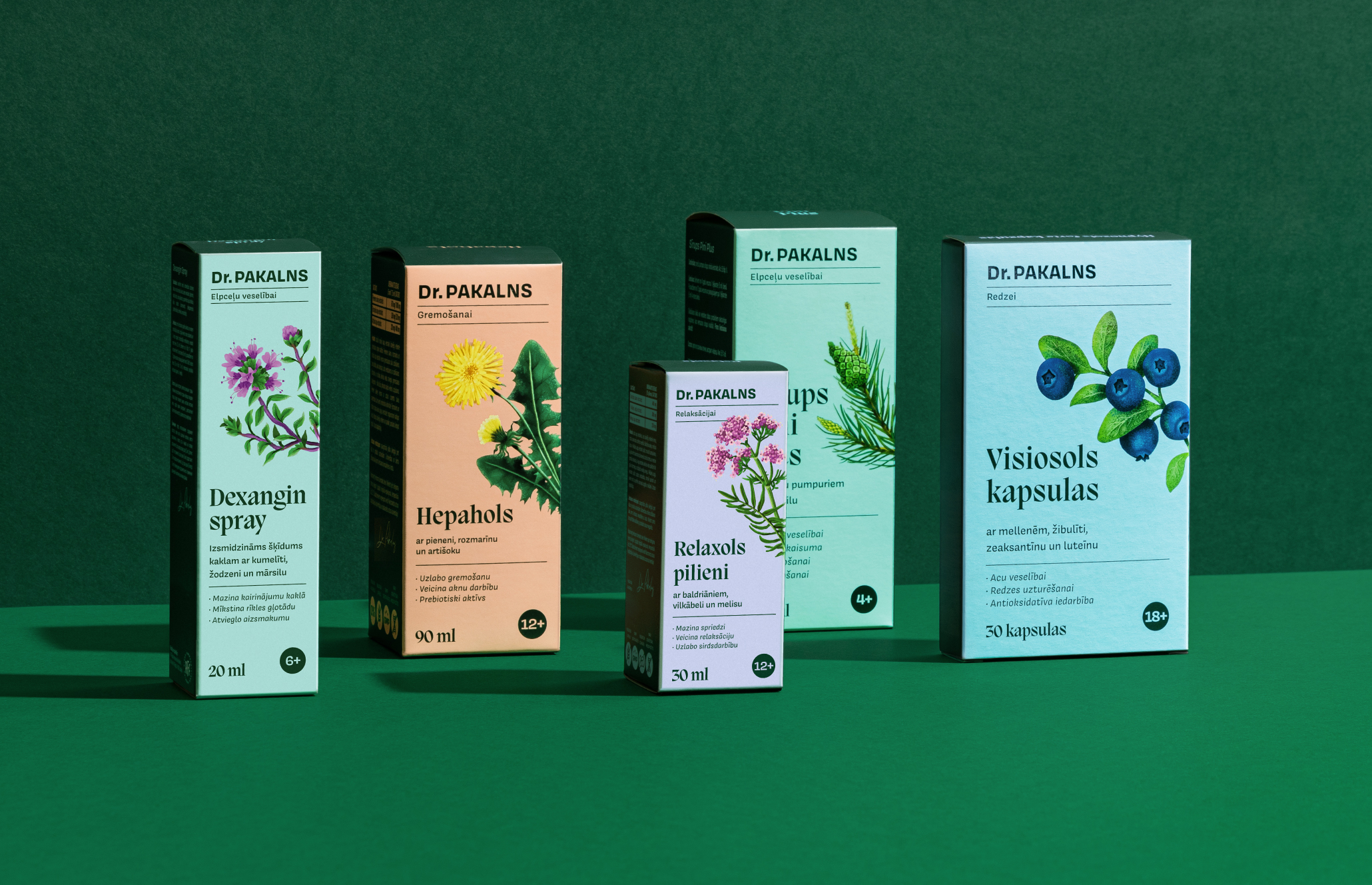 Dr. Pakalns herbal medicine packaging