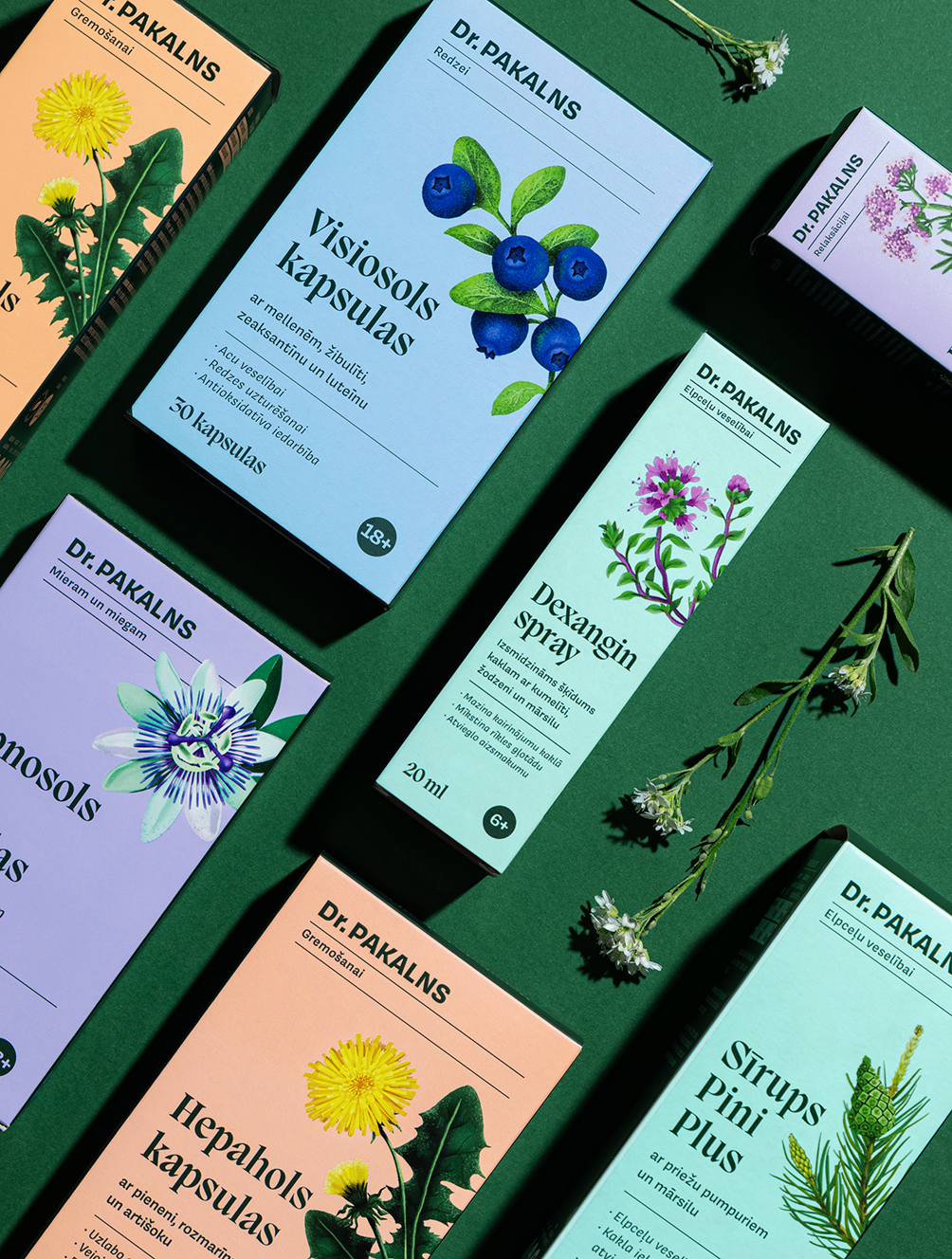 Dr. Pakalns herbal medicine packaging