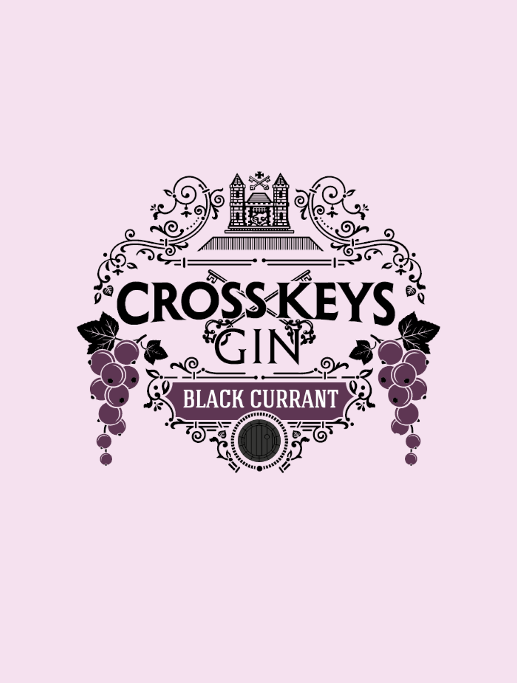 CrossKeys Black Currant Gin packaging