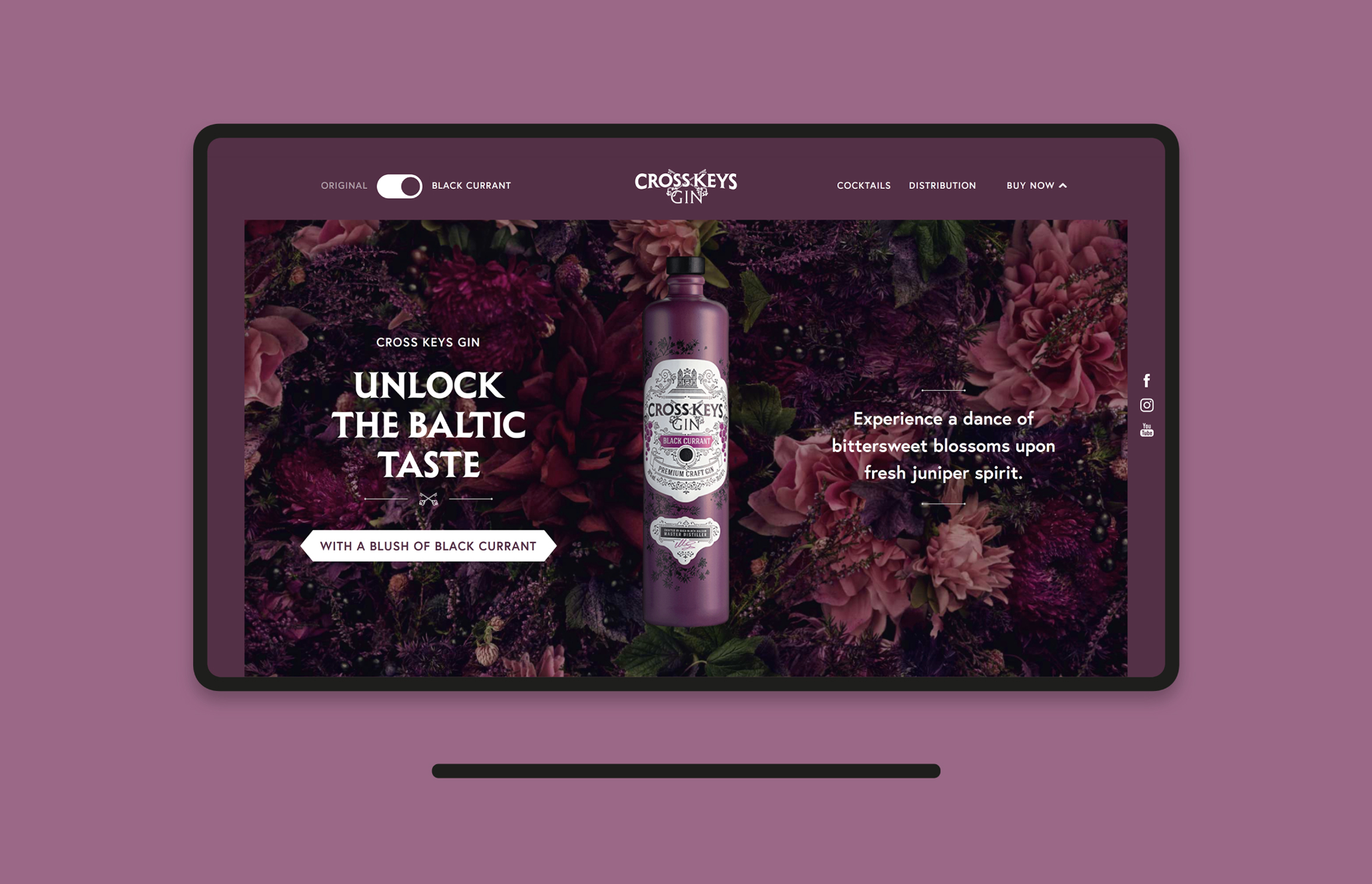 CrossKeys Black Currant Gin packaging