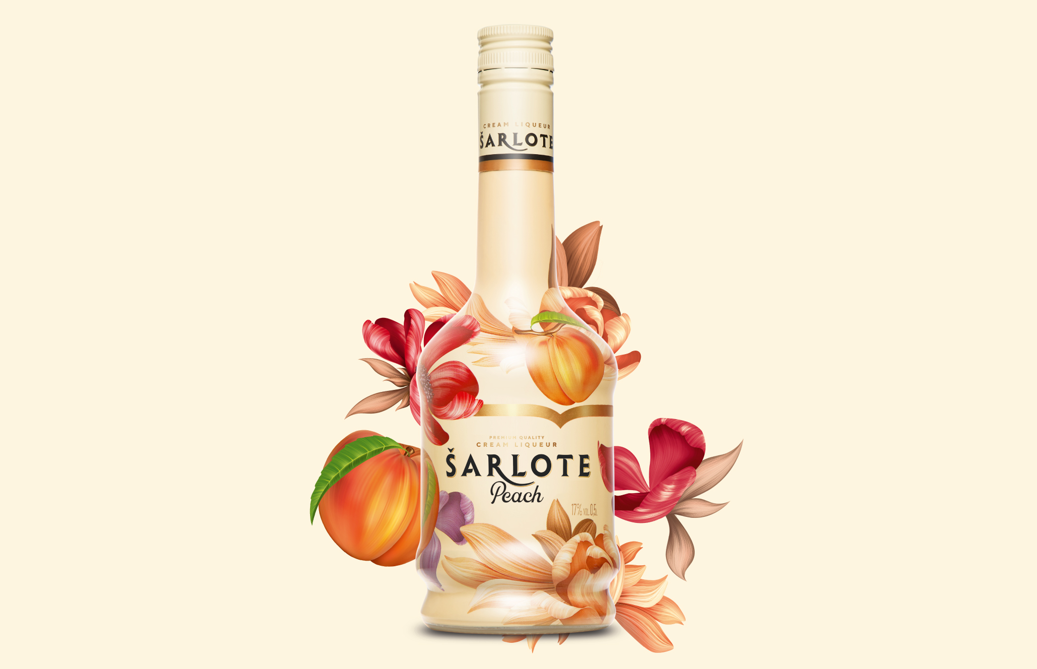 Šarlote Peach liquer packaging