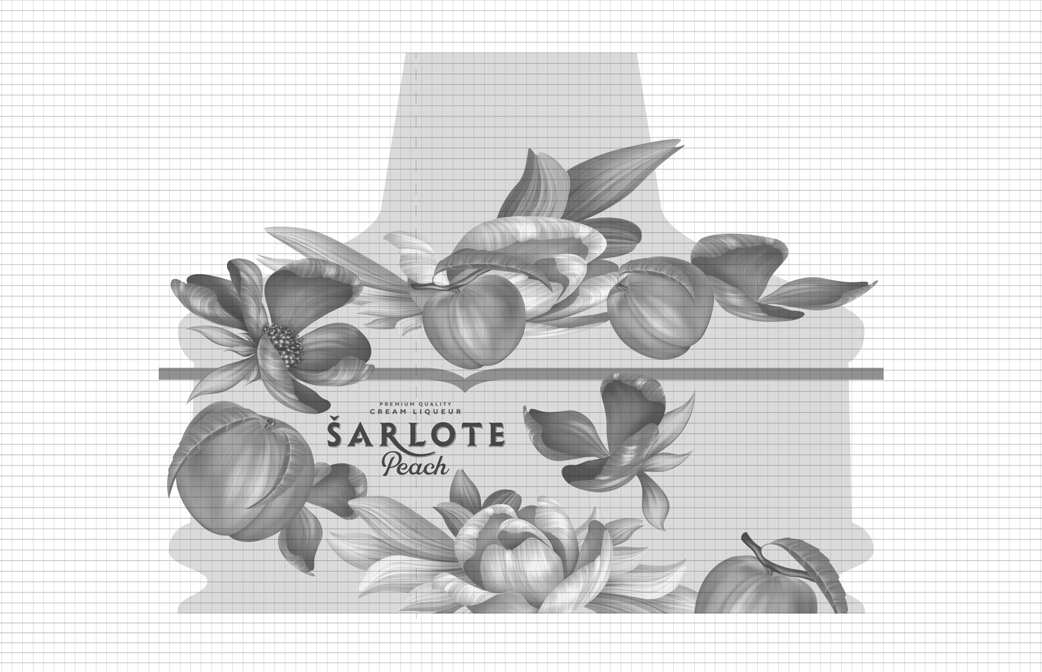Šarlote Peach liquer packaging